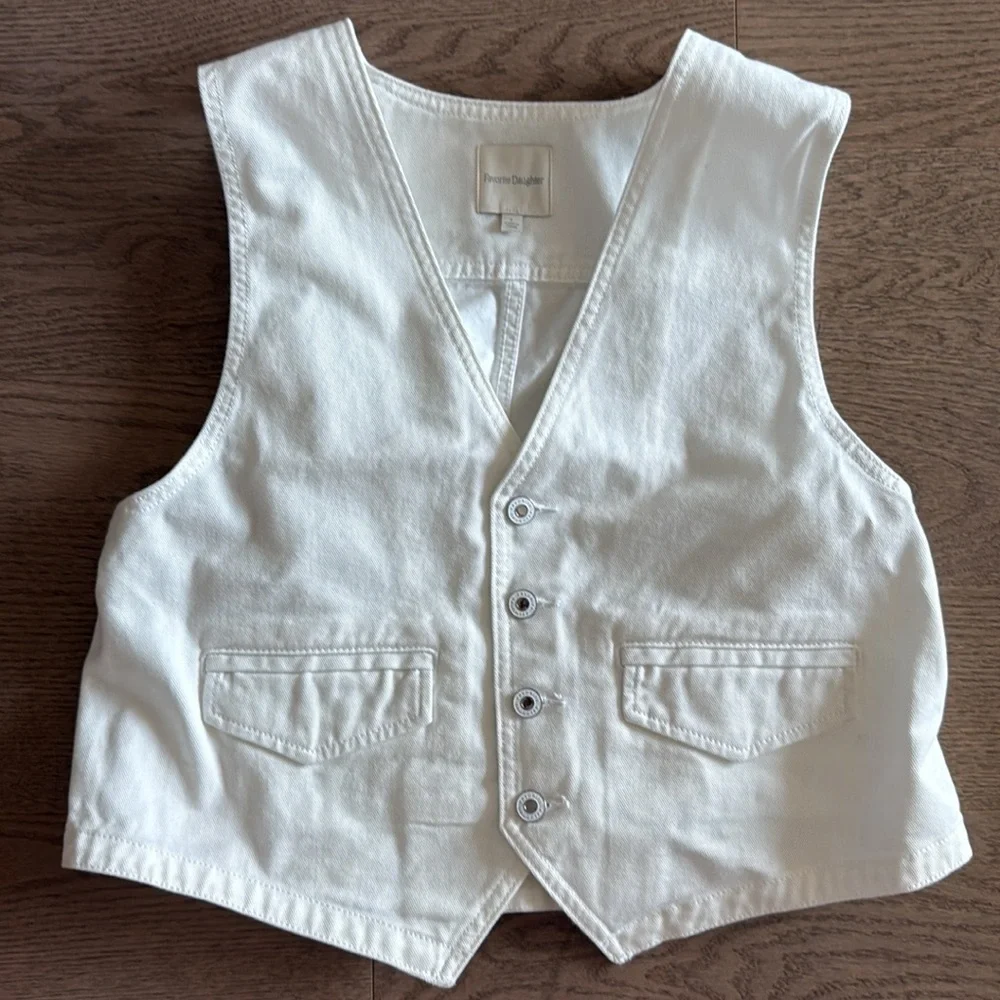 FAVORITE DAUGHTER The Poppy White Denim Western Vest